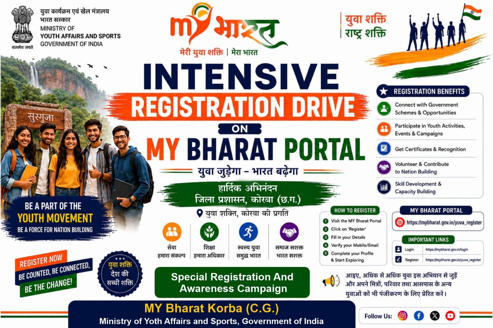 “माय भारत यूथ वालेंटियर्स 18 जुलाई को आयोजित “रन फॉर ग्रीन मैराथन” में जुड़कर पर्यावरण संरक्षण एवं हरित कोरबा का देंगे संदेश